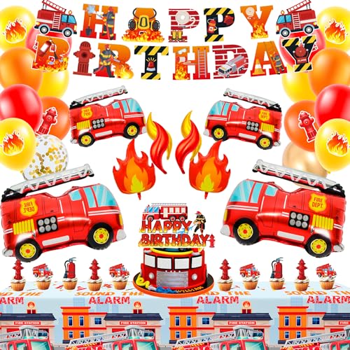 110 Stk Feuerwehrmann Geburtstagsparty Zubehör - Feuerwehrauto Geburtstag Luftballons Kuchen Deko Tischdecke etc Feuerwehrauto Party Deko Set Geeignet für Kindergeburtstage 110 Stk Feuerwehrmann Geburtstagsparty Zubehör - Feuerwehrauto Geburtstag Luftballons Kuchen Deko Tischdecke etc Feuerwehrauto Party Deko Set Geeignet für Kindergeburtstage von Generisch