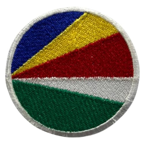 Flagge Patch Rund - 6cm Bestickter Aufnäher Bügelbild Aufbügler Aufnähen - Taktisches Militär Emblem für Jacken, Rucksäcke, Hüte, Westen & Kleidung Seychellen Patch - Kreis Nationalflagge Patch von Generisch