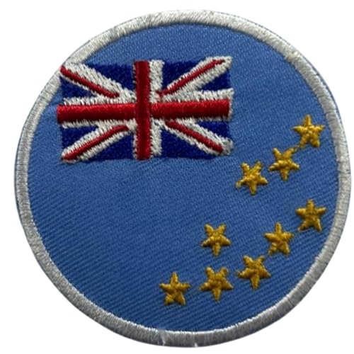 Flagge Patch Rund - 6cm Besticktes Bügelbild Aufbügler Aufnähen Abzeichen - Taktisches Militär Emblem für Jacken, Rucksäcke, Hüte, Westen & Kleidung - Kreis Nationale Tuvaluische Flagge Patch von Generisch