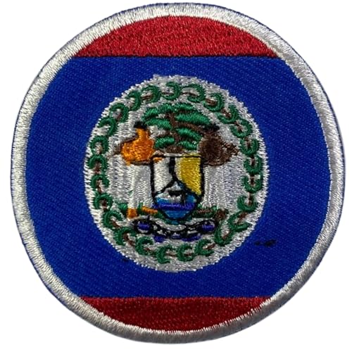 Flagge Patch Rund - 6cm Besticktes Bügelbild Aufbügler Aufnähen - Taktisches Militär Emblem für Jacken, Rucksäcke, Hüte, Westen & Kleidung - Kreisförmige Nationalflagge Patch Belize von Generisch