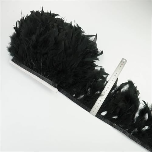 Flauschige Marabu-Feder-Fransenborte 12–15 cm breit, Band in 2 oder 10 m Länge, für Handarbeit und Handwerk von Generisch