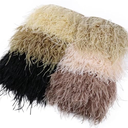 Flauschige Straußenfeder-Besatz Fransen 15-18 cm Straußenfedern Band für Partykleid Dekorative Feder Leder Pnnrk 15-18 cm von Generisch
