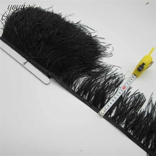 Flauschiger Straußenfeder-Besatz, Kleidung, Seitenband, 10 Meter lang, DIY, Bekleidungszubehör, dekorativ, 10-15 cm, Schwarz von Generisch