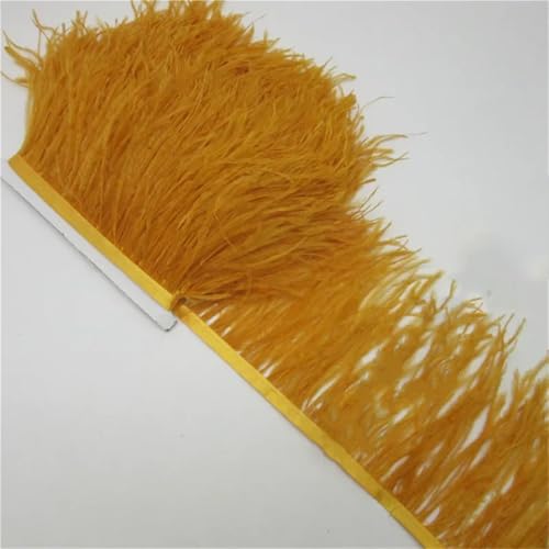 Flauschiger Straußenhaar-Besatz, 10–15 cm, Seitenband, DIY, Urlaub, Party, Kostüm, Schmuck, Zubehör, Dunkelgelb, 9,1 m von Generisch