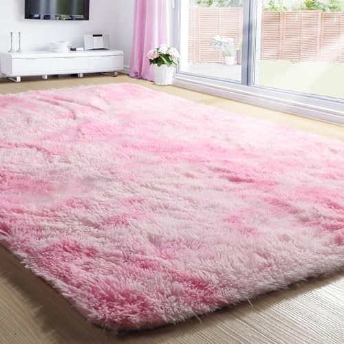 Flauschiger Teppich, weich, zottelig, für Mädchen, Schlafzimmer, Kinderzimmer, Wohnzimmer, Wohnheim, flauschiger Plüsch, Überwurf, niedliches Raumdekor für Babys, Hot Pink Flauschiger Teppich, weich, zottelig, für Mädchen, Schlafzimmer, Kinderzimmer, Wohnzimmer, Wohnheim, flauschiger Plüsch, Überwurf, niedliches Raumdekor für Babys, Hot Pink von Generisch