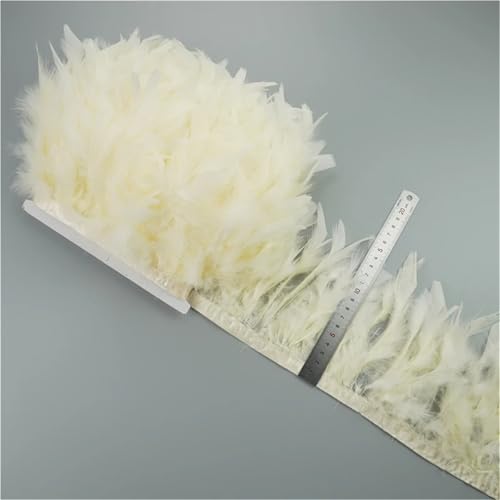 Flauschiges Marabu-Feder-Fransenband, 12–15 cm breit, in 2 oder 10 m Länge, für Handarbeiten und Bastelarbeiten von Generisch