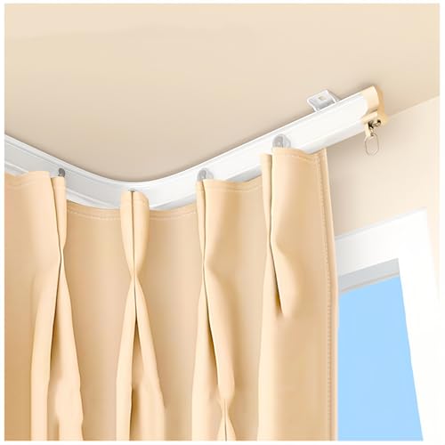 Flexible Vorhangschienen für Decke oder Wand, gebogene Schienen für Schiebefenster in Z-U-S-Formen, 440 cm, weißes Gardinenstangensystem von Generisch