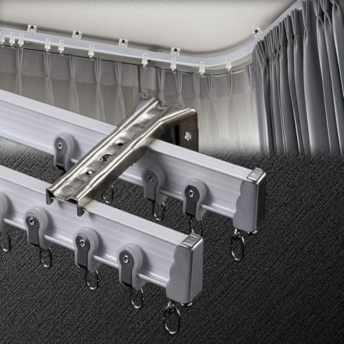 Flexible biegbare Deckenvorhangschiene, Aluminium-Doppelschiene für individuelle Fensterbehandlungen, einfache Installation für L-förmige U-förmige Montage Flexible biegbare Deckenvorhangschiene, Aluminium-Doppelschiene für individuelle Fensterbehandlungen, einfache Installation für L-förmige U-förmige Montage von Generisch