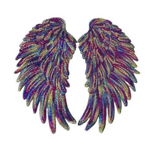 Flicken mit Federflügeln und Pailletten in Regenbogenfarben, bestickt, zum Aufbügeln/Aufnähen, für Punk, zum Basteln, mehrfarbig Flicken mit Federflügeln und Pailletten in Regenbogenfarben, bestickt, zum Aufbügeln/Aufnähen, für Punk, zum Basteln, mehrfarbig von Generisch