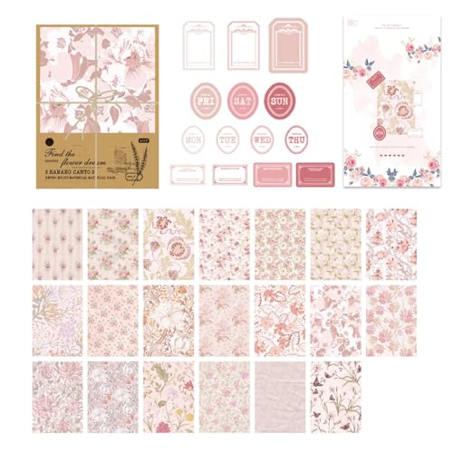 Floral Craft Paper Sheets - Flower Field Chapter, Series Light Retro | Salt Series Small Floral Notebook, Christmas Red Wrapping Tissue Paper Bulk, Paper for Scrapbooking Photo Album Arts Craft Design Floral Craft Paper Sheets - Flower Field Chapter, Series Light Retro | Salt Series Small Floral Notebook, Christmas Red Wrapping Tissue Paper Bulk, Paper for Scrapbooking Photo Album Arts Craft Design von Generisch