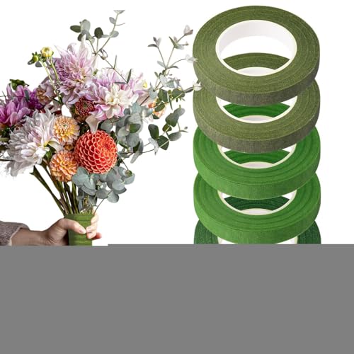Floristenband Für Blumensträuße - 1,27 cm x 165 m Blumendraht Band für Blumen,6 Rollen Bastelwerkzeug für Gestecke Brautsträuße von Generisch
