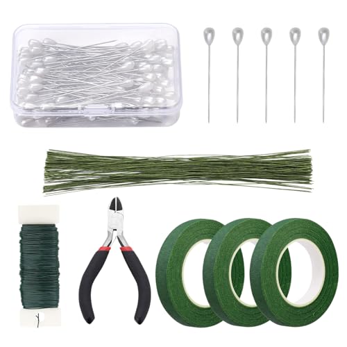 Floristikband Für Kunstblumen,1,2 Cm Breit Band Draht Set - Floristisches Klebeband Für Pflanzenarrangements Veredelung Gärtnern Tischdekoration Geburtstagskarten Basteln von Generisch