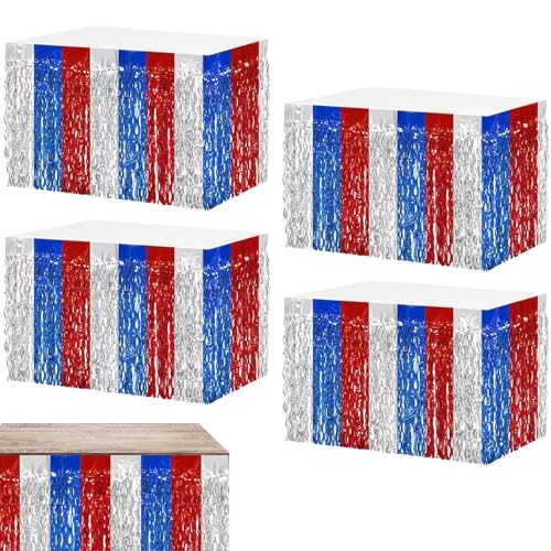 Folie -Randtischrock, Tischrandrock - 4 Stücke Folie Tischröcke Banner - Schreibtischvorhänge 29x108 Zoll Rechteck Bühnen Hintergrund für Disco -Partys, Hotelbankett, Parade Floats von Generisch