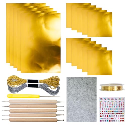 Folienpapier Für Handwerk - Handwerksfolienpapier | Metall -Crafting -Blätter, Metall -Präge -Kunst -Kit, Gravurmalerei Kunstprojekte, Silber Shimmer Gold Crafting Accessire Für Heimkinder Erwachsene Folienpapier Für Handwerk - Handwerksfolienpapier | Metall -Crafting -Blätter, Metall -Präge -Kunst -Kit, Gravurmalerei Kunstprojekte, Silber Shimmer Gold Crafting Accessire Für Heimkinder Erwachsene von Generisch