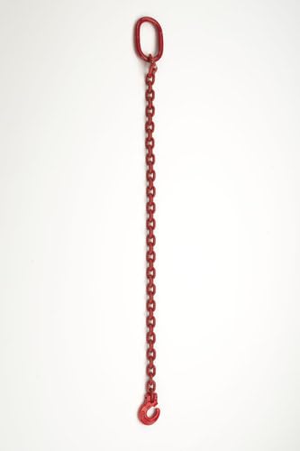 Forst-Rückeketten mit Schlitzring - GK 8 - rot lackiert - 7 mm stark - Kettenglied eckig - 2,5 Meter von Generisch