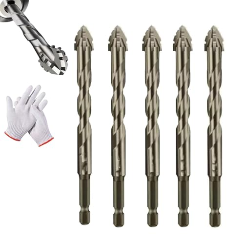 Four Blade Serrated Eccentric Drill Bits, High-Performance Titanium-Coated Drill and Tap Set (5pcs*6mm) von Generisch