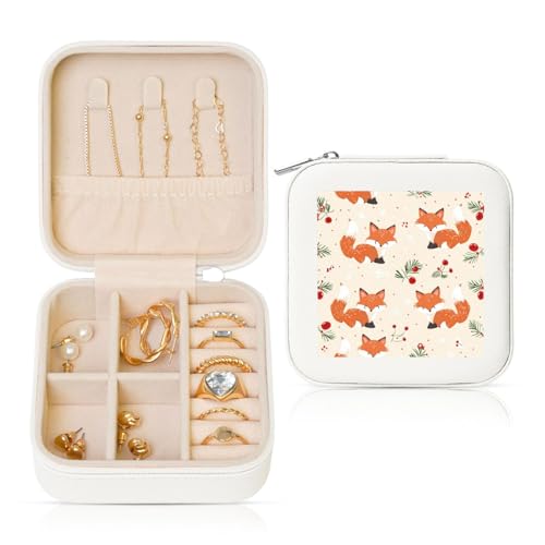 Fox Kleine Schmuckschatulle Schneeflocke PU-Leder Reise Schmuck Organizer für Frauen Mädchen Aufbewahrungsbox für Ringe Ohrringe Halsketten Armbänder Fox Kleine Schmuckschatulle Schneeflocke PU-Leder Reise Schmuck Organizer für Frauen Mädchen Aufbewahrungsbox für Ringe Ohrringe Halsketten Armbänder von Generisch