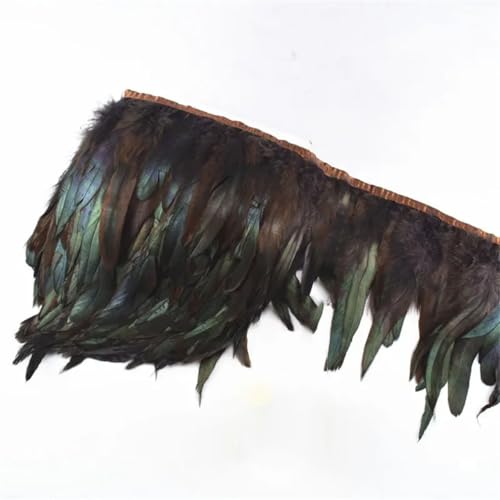 Fransen mit Hahnfedern, für Kleidung, Schmuck, Dekoration, Hochzeit, Kopfschmuck, Bastelzubehör, braune Federn, 9,4 m von Generisch