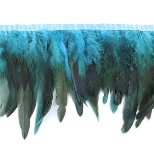 Fransenband mit Hahnfedern, 15–18 cm, zum Basteln, Nähen, Kleidung, Party-Dekorationen, Seeblau Fransenband mit Hahnfedern, 15–18 cm, zum Basteln, Nähen, Kleidung, Party-Dekorationen, Seeblau von Generisch