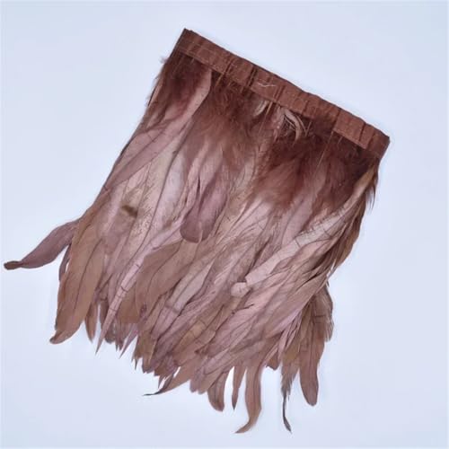 Fransenband mit Hahnfedern, für Kleidung, Kostüm, Nähen, Zubehör, Dekoration, Dunkelbraun, 20–25 cm, 2 m Fransenband mit Hahnfedern, für Kleidung, Kostüm, Nähen, Zubehör, Dekoration, Dunkelbraun, 20–25 cm, 2 m von Generisch