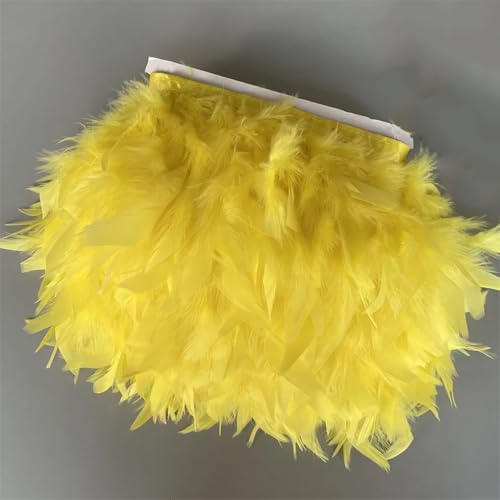 Fransenband mit Truthahnfedern, 10 m, Federfransen, Nähen, Basteln, Kleidung, Kleid, Dekoration, Gelb, 10 Meter Fransenband mit Truthahnfedern, 10 m, Federfransen, Nähen, Basteln, Kleidung, Kleid, Dekoration, Gelb, 10 Meter von Generisch