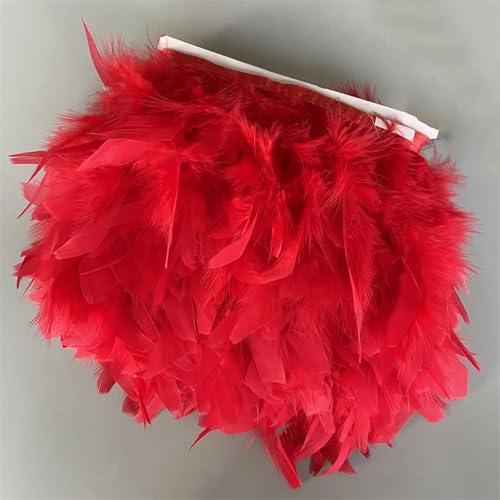 Fransenband mit Truthahnfedern, 10 m, Federfransen, Nähen, Basteln, Kleidung, Kleid, Dekoration, Rot, 10 Meter Fransenband mit Truthahnfedern, 10 m, Federfransen, Nähen, Basteln, Kleidung, Kleid, Dekoration, Rot, 10 Meter von Generisch