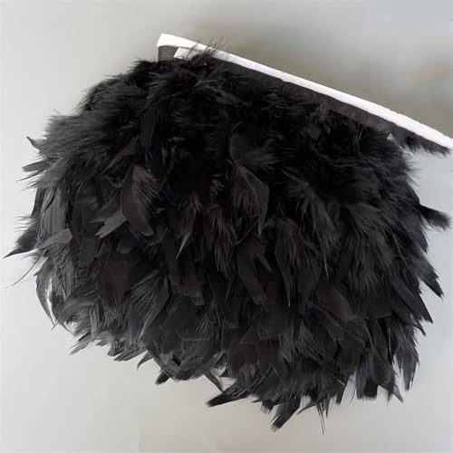 Fransenband mit Truthahnfedern, 10 m, Federfransen, Nähen, Basteln, Kleidung, Kleid, Dekoration, Schwarz, 10 Meter Fransenband mit Truthahnfedern, 10 m, Federfransen, Nähen, Basteln, Kleidung, Kleid, Dekoration, Schwarz, 10 Meter von Generisch