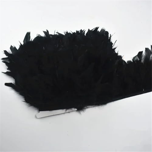 Fransenband mit Truthahnfedern, Quaste, Federband, Nähen, Kostüm, Kleid, Hochzeit, 2. Schwarz, 1 m von Generisch