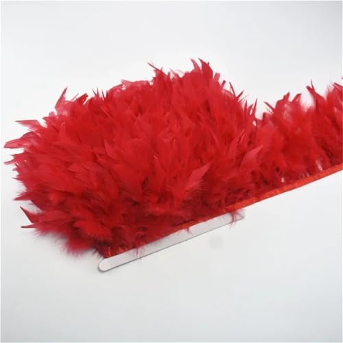 Fransenband mit Truthahnfedern, Quaste, Federband, Nähen, Kostüm, Kleid, Hochzeit, 4. Rot, 5 m von Generisch