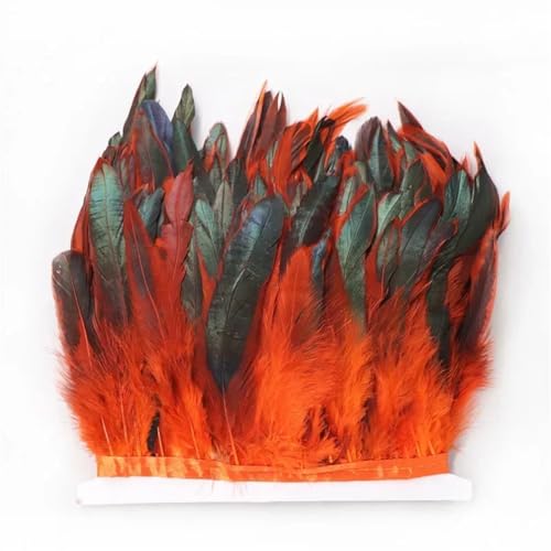Fransenband mit natürlicher Hahnfeder-Quaste, Spitzenbesatz, für Party, Tanz, Kleidung, Bastelzubehör, Orange, 2 m, 12,7 - 15,2 cm Fransenband mit natürlicher Hahnfeder-Quaste, Spitzenbesatz, für Party, Tanz, Kleidung, Bastelzubehör, Orange, 2 m, 12,7 - 15,2 cm von Generisch