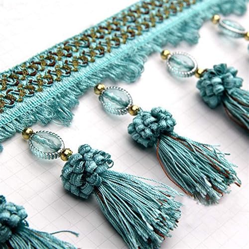 Fransenborte Quaste zum Nähen, DIY Vorhang und Heimdekor-Zubehör, Pom Pom Perlenband Besatz von Generisch