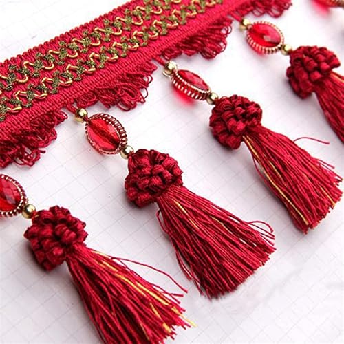 Fransenborte Quaste zum Nähen, DIY Vorhang und Heimdekor-Zubehör, Pom Pom Perlenband Besatz von Generisch