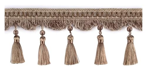 Fransenborte für Vorhänge, 9 cm, 6 m, dekoratives Spitzenzubehör für Kleidung und Heimwerken, Perlenquasten in Kaffeefarbe, perfekt für Heimdekoration und Handwerk Fransenborte für Vorhänge, 9 cm, 6 m, dekoratives Spitzenzubehör für Kleidung und Heimwerken, Perlenquasten in Kaffeefarbe, perfekt für Heimdekoration und Handwerk von Generisch