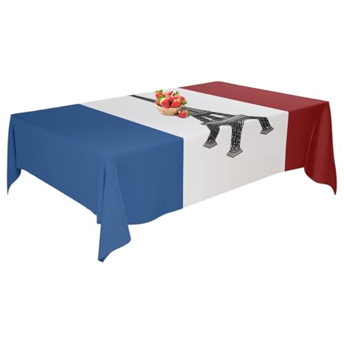 Französische Flagge Tischdecke - Wiederverwendbare Küchentischdecke mit dickem Stoff | Französischer Nationalfeiertag Polyester Gabardine Party Tischdekoration von Generisch