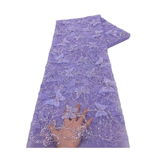 Französisches Spitzenmaterial, 3D-Netzstoff, Spitzenstoff mit Perlen, nigerianisches Hochzeitskleid, Stickerei von Generisch