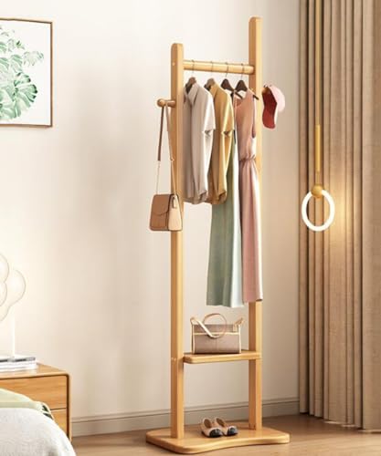 Freistehende Holzgarderobe mit 2 Ablagen und 2 Haken, stabil und einfach zu montieren, für Flur, Schlafzimmer und Büro (38/58 x 29 x 158 cm) – stilvolle Aufbewahrungslösung von Generisch