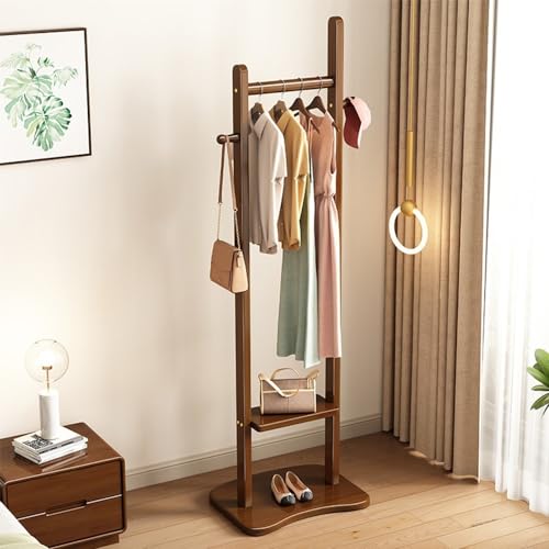 Freistehende Holzgarderobe mit 2 Ablagen und 2 Haken, stabil und einfach zu montieren, ideal für Flur, Schlafzimmer und Büro (38/58 x 29 x 158 cm) von Generisch