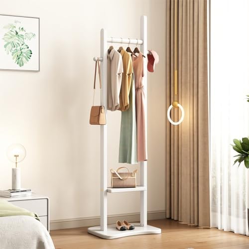 Freistehende Holzgarderobe mit 2 Ablagen und 2 Haken, stabil und einfach zu montieren, perfekt für Flur, Schlafzimmer, Büro – (38/58 x 29 x 158 cm) von Generisch