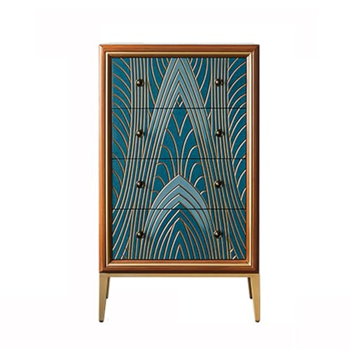 Freistehende Nizer-Kommode aus Holz, stilvoller dekorativer Schrank mit Beinen, Aufbewahrungsschrank für Wohnzimmer und Schlafzimmer, Kommode (Blau, 60 x 39 x 104 cm) von Generisch