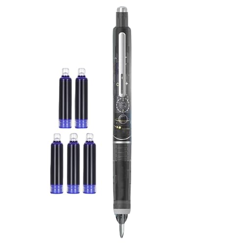 Füllfederhalter, Füllfederhalter zum Schreiben, einziehbarer Füllfederhalter, 0,38 mm, mittlere Spitze, Schreibwerkzeug mit 5 Nachfüllpatronen, auslaufsicherer Stift für Journaling, Notizbuch, Studium von Generisch