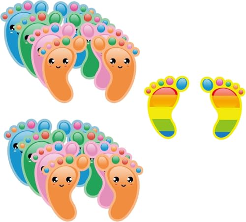 Fußabdruck-Aufkleber, 45 Paar, bunte Füße, Boden-Aufkleber, Social Distancing Bodenaufkleber für Kinderzimmer, Boden, Treppendekoration Fußabdruck-Aufkleber, 45 Paar, bunte Füße, Boden-Aufkleber, Social Distancing Bodenaufkleber für Kinderzimmer, Boden, Treppendekoration von Generisch
