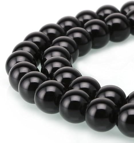 GY24-4 natürliche schwarze Obsidian-Heilsteine, 4 mm, kleine runde Perlen, Abstandshalter (178–188 Stück) für Schmuckherstellung, 2 Stränge von Generisch