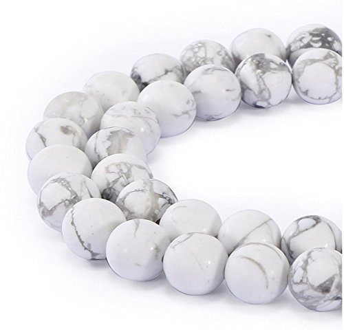 GY4-8 natürliche weiße Howlith-Heilsteine, 8 mm, runde lose Perlen, Abstandshalter (88–94 Stück) für Bastelarbeiten, Schmuckherstellung, 2 Stränge von Generisch