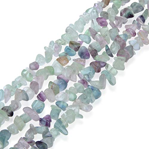 GZ1-14 Stränge, natürliche mehrfarbige Fluorit-Kristall-Edelsteinsplitter, lose Perlen, gebohrtes Loch, freie Form, 5 mm-8 mm, Edelstein-Abstandshalter (403,6 cm) für Bastel- und Schmuckherstellung, 5 von Generisch