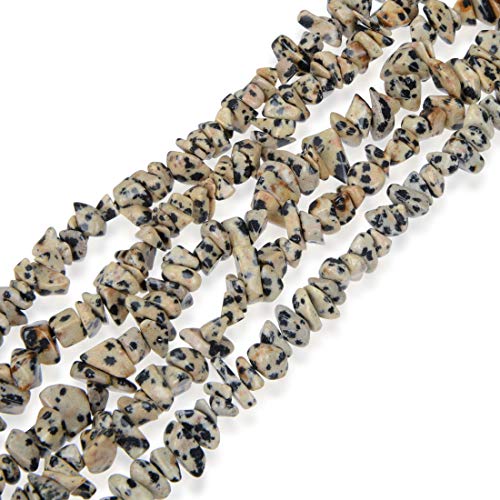 GZ1-3 Stränge, natürlicher Dalmatiner-Jaspis, lose Perlen, gebohrtes Loch, freie Form, 5 mm - 8 mm, Edelstein-Abstandshalter (403,6 cm) für Bastel- und Schmuckherstellung, 5 Stränge von Generisch