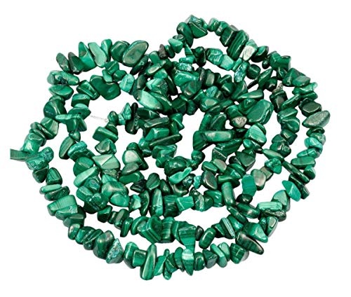 GZ1-32 natürliche grüne Malachit-Edelsteine, lose Perlen, gebohrtes Loch, freie Form, 5 mm - 8 mm, Edelstein-Abstandshalter (403,6 cm) für Bastel- und Schmuckherstellung, 5 Stränge von Generisch