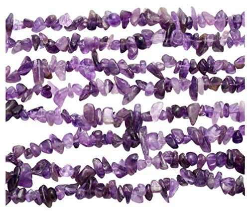 GZ1-8 Stränge, natürlicher violetter Amethyst-Kristall, Edelsteinsplitter, lose Perlen, gebohrtes Loch, freie Form, 5 mm-8 mm, Edelstein-Abstandshalter (403,6 cm) für Bastelarbeiten von Generisch