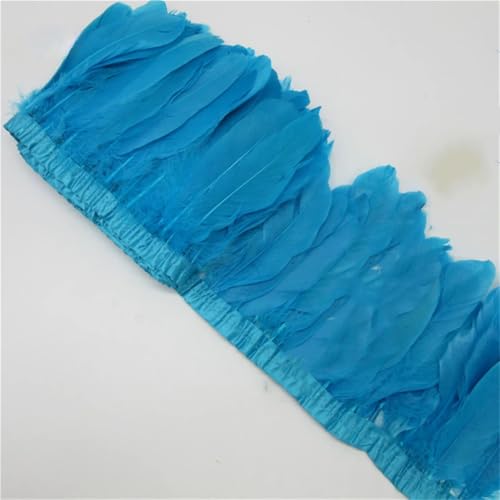 Gänsefeder-Bordüre, 15 - 20 cm, weiß, natürliche Gänsefedern, Fransenband, Stoff, Basteln, Basteln, dekorativ, blau, 9,4 m von Generisch
