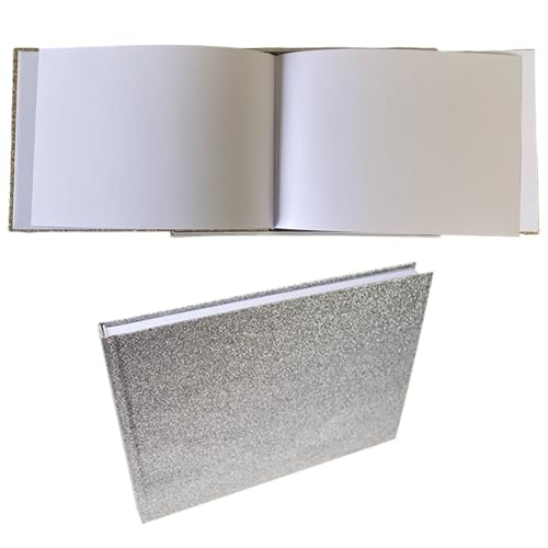 Gästebuch Glitzer, 80 leere Seiten, 160 Seiten, Hochzeitsgästebuch, Silber, Roségold, Champagner, Scrapbook - Boxed Case.Guest to Sign, Baby Shower, Geburtstag Taufe, Funderal, Autogramm (Silber) von Generisch