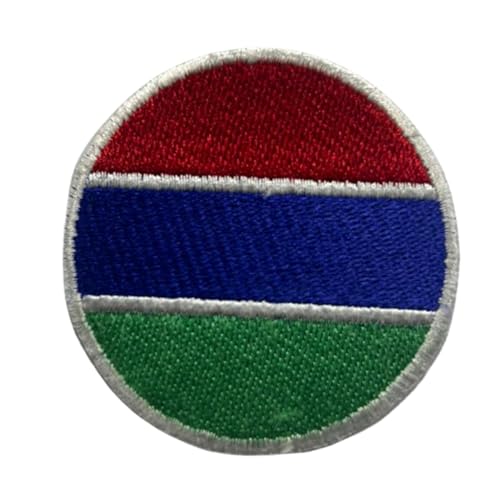 Gambia Flagge Patch Rund - 6cm Besticktes Bügelbild Aufbügler Aufnähen - Taktisches Militär Emblem für Jacken, Rucksäcke, Hüte, Westen & Kleidung - Kreisförmige Nationalflagge Patch von Generisch